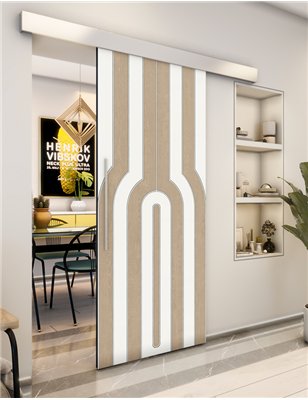Holzschiebetür Eco-Line - Eiche und Weiss Model 2056