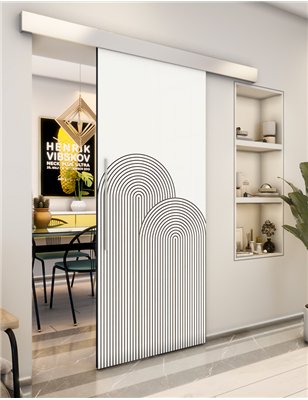 Holzschiebetür Eco-Line - Eiche und Weiss Model 2057