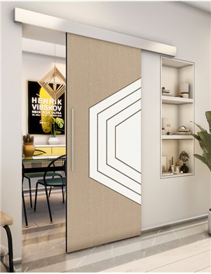 Holzschiebetür Eco-Line - Eiche und Weiss Model 2072