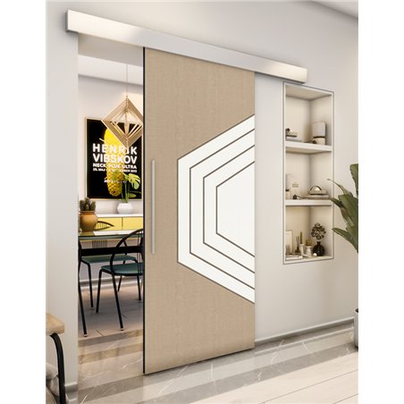 Holzschiebetür Eco-Line - Eiche und Weiss Model 2072