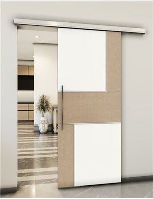 Holzschiebetür Slim-Line - Eiche und Weiss Model 2027