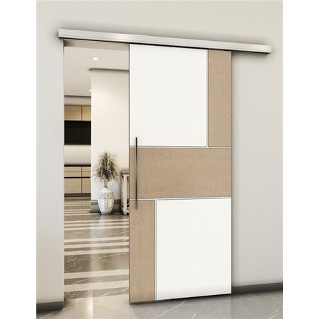 Holzschiebetür Slim-Line - Eiche und Weiss Model 2027