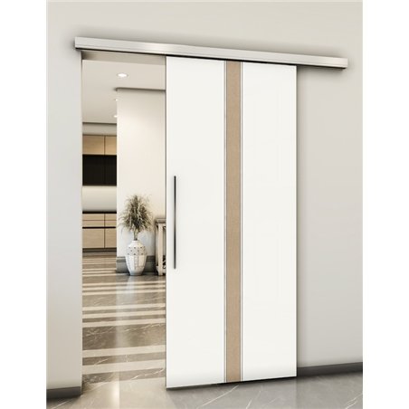 Holzschiebetür Slim-Line - Eiche und Weiss Model 2030