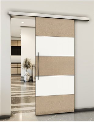 Holzschiebetür Slim-Line - Eiche und Weiss Model 2031