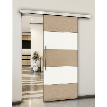 Holzschiebetür Slim-Line - Eiche und Weiss Model 2031