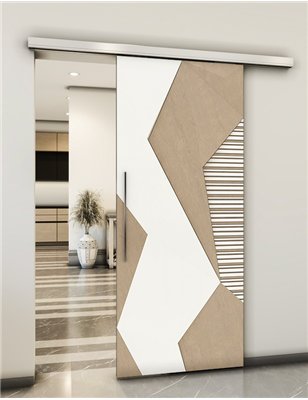 Holzschiebetür Slim-Line - Eiche und Weiss Model 2033