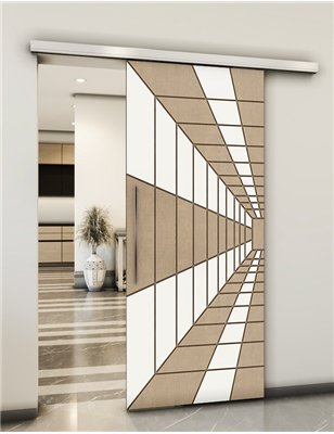 Holzschiebetür Slim-Line - Eiche und Weiss Model 2034