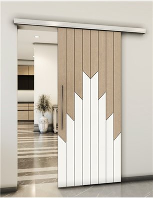Holzschiebetür Slim-Line - Eiche und Weiss  Model 2039