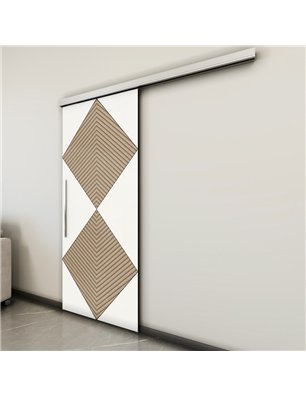 Holzschiebetür Slim-Line - Eiche und Weiss  Model 2054