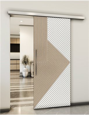 Holzschiebetür Slim-Line - Eiche und Weiss  Model 2058
