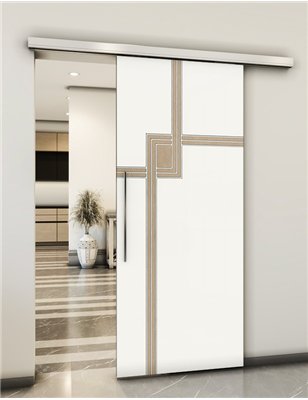 Holzschiebetür Slim-Line - Eiche und Weiss Model 2059