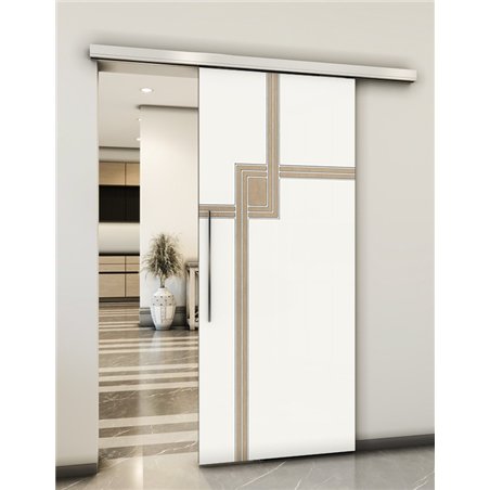 Holzschiebetür Slim-Line - Eiche und Weiss Model 2059