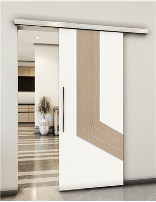 Holzschiebetür Slim-Line - Eiche und Weiss Model 2073