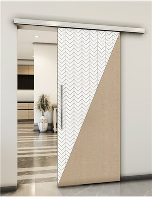 Holzschiebetür Slim-Line - Eiche und Weiss  Model 2078