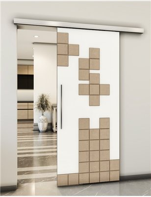 Holzschiebetür Slim-Line - Eiche und Weiss Model 2081