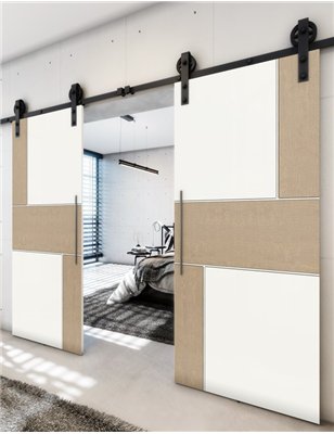 Holzschiebetür Barn-Line - Eiche und Weiss Model 3027