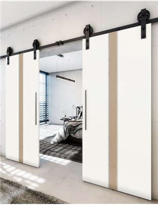 Holzschiebetür Barn-Line - Eiche und Weiss Model 3030