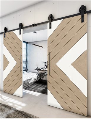 Holzschiebetür Barn-Line - Eiche und Weiss Model 3038
