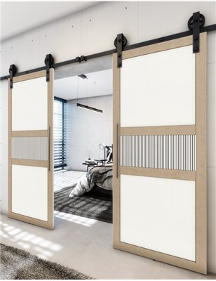 Holzschiebetür Barn-Line - Eiche und Weiss Model 3042