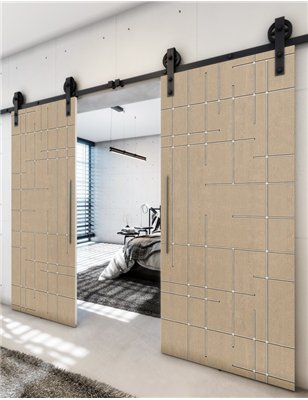 Holzschiebetür Barn-Line - Eiche und Weiss Model 3087