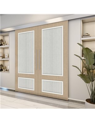 Holzschiebetür Eco-Line - Eiche und Weiss  Model 3006-2