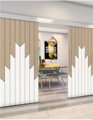 Holzschiebetür Eco-Line - Eiche und Weiss Model 3039