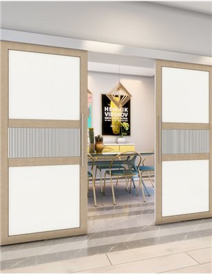 Holzschiebetür Eco-Line - Eiche und Weiss Model 3042