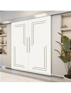 Holzschiebetür Eco-Line - Eiche und Weiss  Model 3065-2