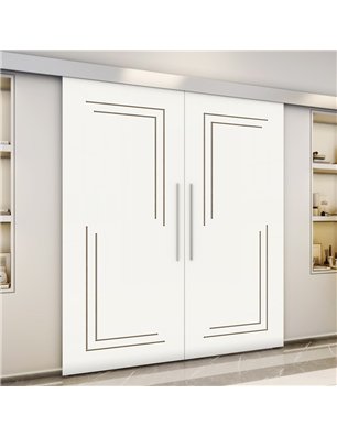Holzschiebetür Eco-Line - Eiche und Weiss  Model 3065-3
