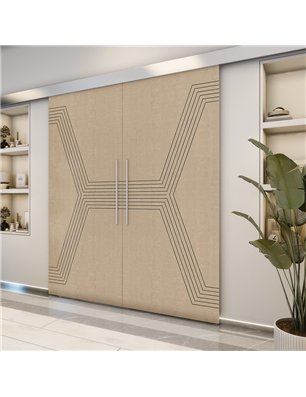 Holzschiebetür Eco-Line - Eiche und Weiss  Model 3079-2