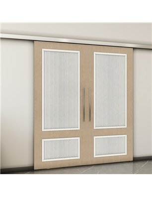 Holzschiebetür Slim-Line - Eiche und Weiss  Model 3006-2