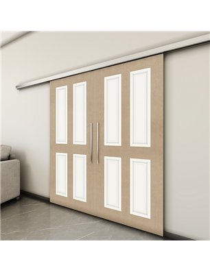 Holzschiebetür Slim-Line - Eiche und Weiss  Model 3022-3