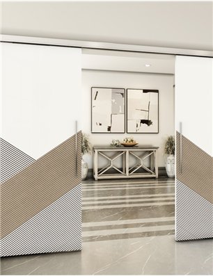 Holzschiebetür Slim-Line - Eiche und Weiss  Model 3044