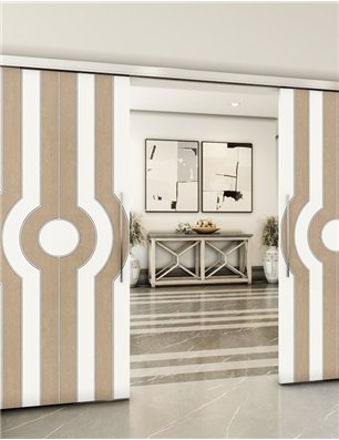 Holzschiebetür Slim-Line - Eiche und Weiss  Model 3055