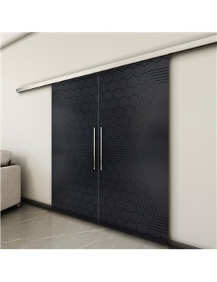 Holzschiebetür Slim-Line - Schwarz  Model 3080-3