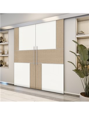 Holzschiebetür Eco-Line - Eiche und Weiss  Model 4027-2