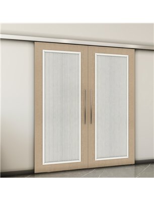 Holzschiebetür Slim-Line - Eiche und Weiss  Model 4005-2