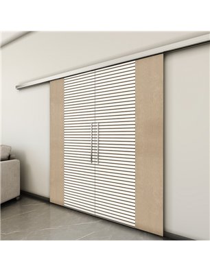 Holzschiebetür Slim-Line - Eiche und Weiss  Model 4012-3