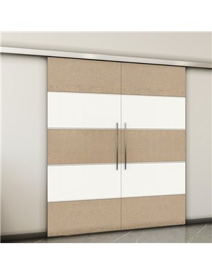 Holzschiebetür Slim-Line - Eiche und Weiss  Model 4031-2