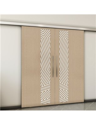 Holzschiebetür Slim-Line - Eiche und Weiss  Model 4070-2