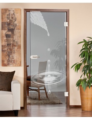 Ganzglastür Tropfen II Gelasert Auf Klarglas