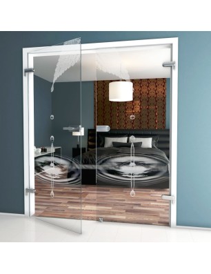 Ganzglastür Tropfen II Gelasert Auf Klarglas