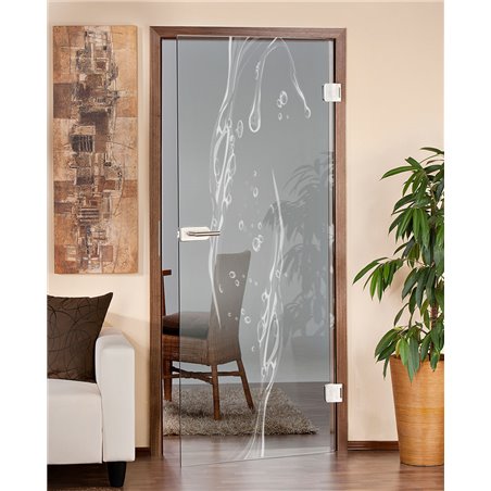 Ganzglastür Wasser 3 Gelasert Auf Klarglas