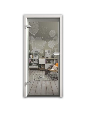 Ganzglastür Kid Elefant Gelasert Auf Klarglas