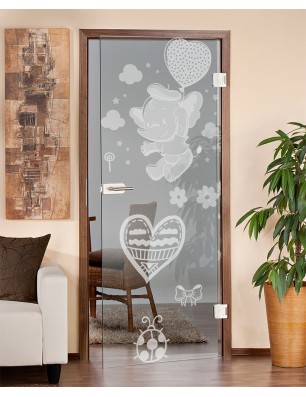 Ganzglastür Kid Elefant 2 Gelasert Auf Klarglas