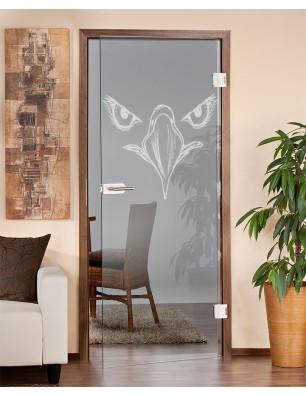 Ganzglastür Eagle Eye Gelasert Auf Klarglas