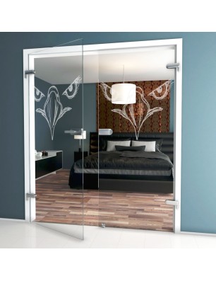 Ganzglastür Eagle Eye Gelasert Auf Klarglas