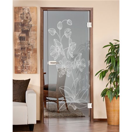 Ganzglastür Blume 9 Gelasert Auf Klarglas