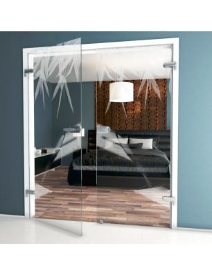 Ganzglastür Wellness 3 Gelasert Auf Klarglas