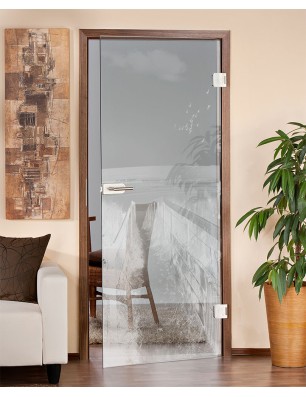 Ganzglastür Steg III Gelasert Auf Klarglas